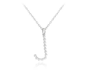 MINET Stříbrný náhrdelník písmeno J s perličkami JMAS710JSN45