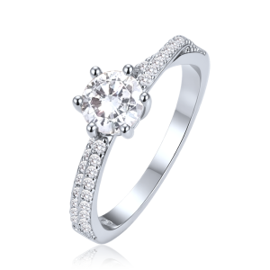 MINET Elegantný strieborný prsteň s bielym zirkónom, veľkosť 59 JMAS0333SR59