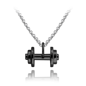 MINET Čierny strieborný náhrdelník FITNESS CHINKA JMAN0413BN50