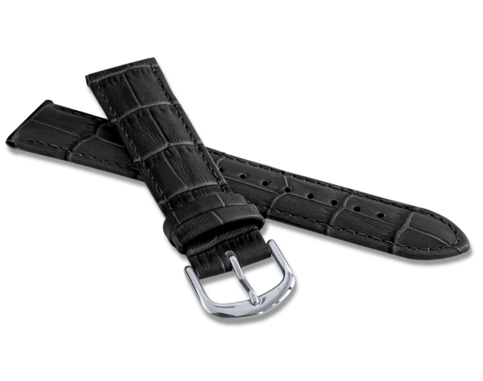 Černý prošitý řemínek CROCO BSIUB14  - 14 mm