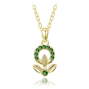 MINET Gold plated silver flower necklace with green cubic zirconia JMAS0248GN42