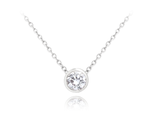 MINET Decentní stříbrný náhrdelník s bílým zirkonem JMAS0096SN45