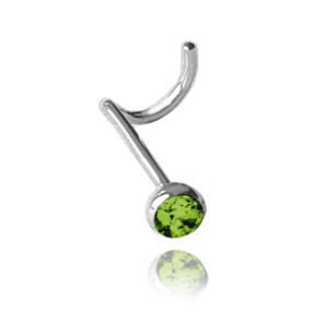 MINET Strieborný piercing do nosa so zeleným zirkónom JMAN0406ZE01
