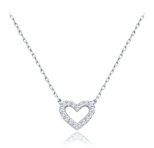 MINET Náhrdelník zo bieleho zlata so srdcom a bielymi zirkónmi Au 585/1000 1,65 g JMG0283WSN42