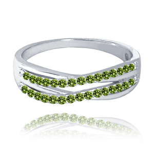 MINET Elegantní stříbrný prsten se zelenými zirkony vel. 53 JMAS0196ZR53