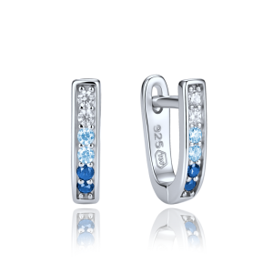 MINET Children's Silver Earrings with White and Blue Zirconia JMAD0071AE00