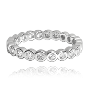 MINET Kuličkový stříbrný prsten s bílými zirkony vel.53 JMAS0122WR53