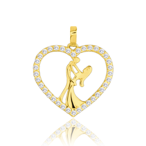 MINET Gold pendant couple in love in heart with white zircons Au 585/1000 1,15g JMG0280WGP00