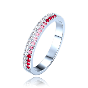 MINET Luxury silver ring with white, red and pink cubic zirconia size 51 JMAS0291CR51