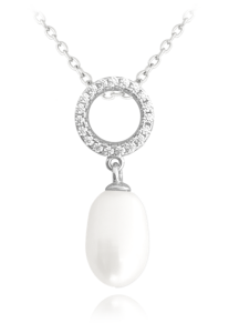 MINET Silver Necklace with Natural Pearls and White Zirconia JMAS7032SN45