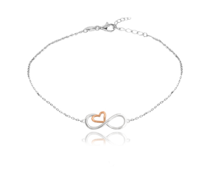 MINET Rose gold stříbrný řetízek na kotník FOREVER LOVE JMAN0391RB27