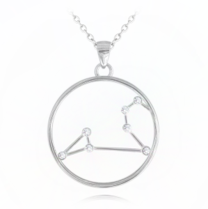 MINET Stříbrný náhrdelník Stars znamení LEV Czech Crystal JMAS9508SN45