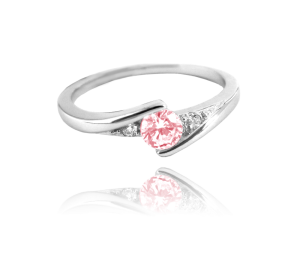 MINET Elegantný strieborný prsteň s ružovým zirkónom veľkosť 55 JMAN0046PR55