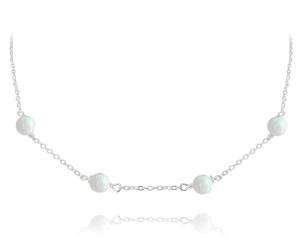 MINET Stříbrný náhrdelník s bílými opálky JMAS0155WN45