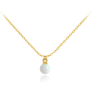 MINET Elegantný zlatý náhrdelník s bielym opálom Au 585/1000 1,65 g JMG0302WGN46