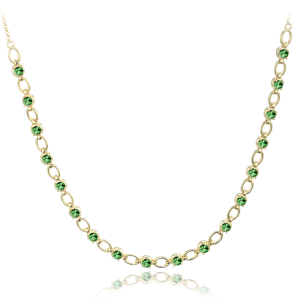 MINET Elegant silver necklace with green cubic zirconia JMAS0253ZN42