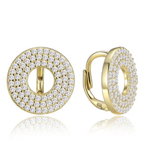 MINET Luxusné pozlátené strieborné náušnice s bielymi zirkónmi JMAS0314GE00