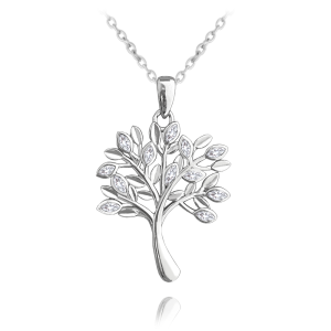 MINET Silver necklace TREE OF LIFE with white zircons JMAS5061SN45