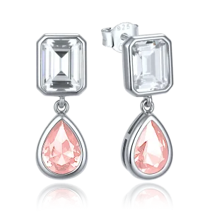MINET Elegant Silver Earrings with White and Pink Zirconia JMAS0357PE00