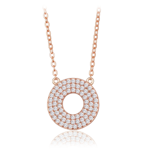 MINET Luxusný ružovo-zlatý strieborný náhrdelník s prsteňom s bielymi zirkónmi JMAS0314RN45