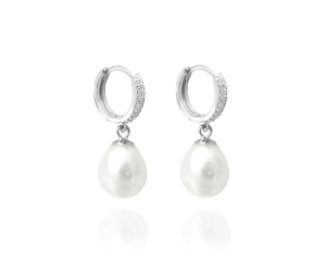 MINET Silver earrings natural white pearls with cubic zirconia JMAS7032SE00