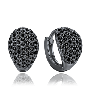 MINET Stříbrné náušnice kapky s černými zirkony JMAN0565BE01