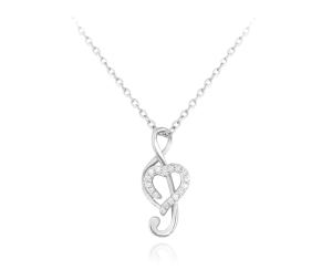 MINET Strieborný náhrdelník HOUSEL KEY s bielym zirkónom JMAS0073SN45