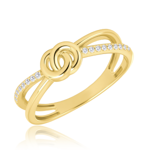 MINET Gold ring with circle motif and white zircon Au 585/1000 size 57 - 2.00g JMG0340WGR17