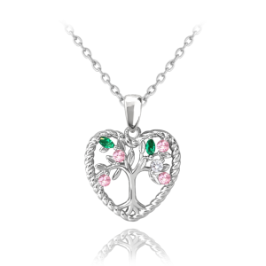 MINET Silver necklace TREE OF LIFE IN THE HEART with coloured zircons JMAN5013MN45