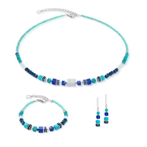 Náušnice Wave Precious Flow silver-teal COEUR DE LION 3046/21-0607