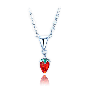 MINET Children's silver strawberry necklace with red opal JMAD0059SN42