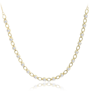 MINET Elegant gold plated silver necklace with white zircons JMAS0253GN42