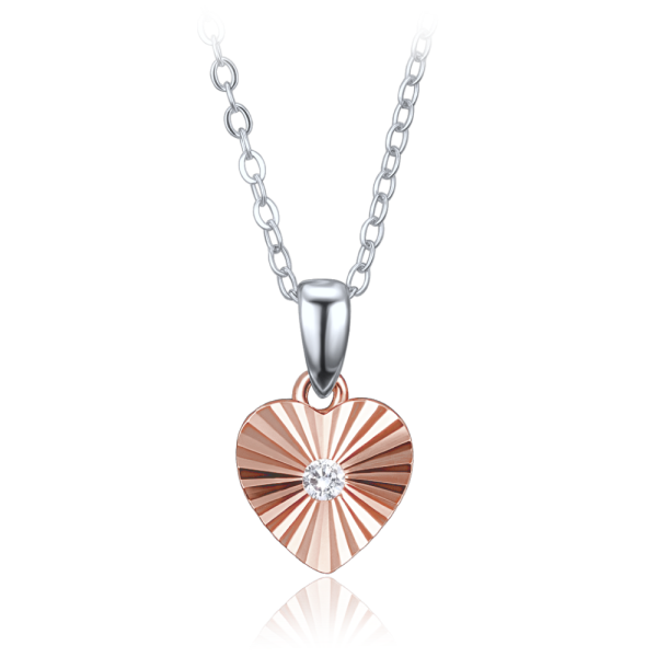 MINET Decentní rosegold stříbrný náhrdelník srdce se zirkonem JMAS0325RN45