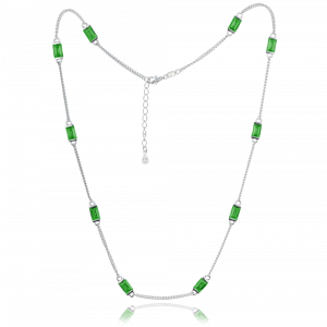 MINET Stříbrný náhrdelník se zelenými zirkony Ag 925/1000 10,05g JMAS0243GN42