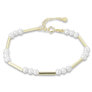 Pozlátený strieborný náramok s prírodnými perlami JMAS7059GB16