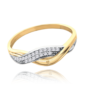 MINET Zlatý propletený prsten s bílými zirkony Au 585/1000 vel. 61 - 1,55g JMG0210WGR61