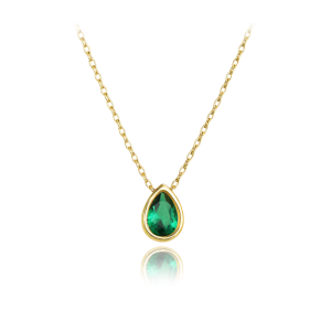 MINET Elegantný zlatý náhrdelník so zeleným zirkónom Au 585/1000 1,85 g JMG0269GGN42