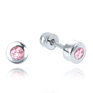 MINET White gold screw earrings with pink cubic zirconia Au 585/1000 1,15g JMG0150PSE00