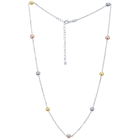 MINET Three-Tone Delicate Silver Necklace with Bead JMAS0342TN43