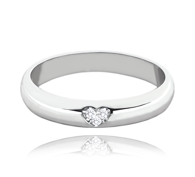 MINET Silver wedding ring with heart and white zircons size 49 JMAN0446SR49
