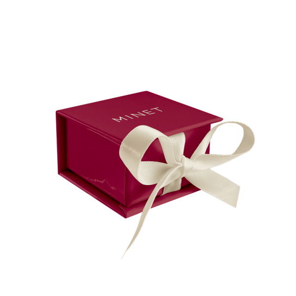 MINET XBJMVC1 Tmavě červená magnetická krabička na šperky s béžovou stuhou