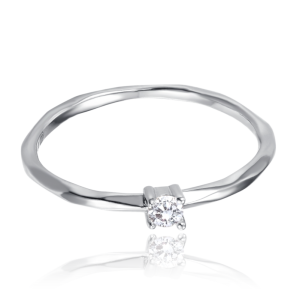 MINET Snubní stříbrný prsten s bílým zirkonem vel. 53