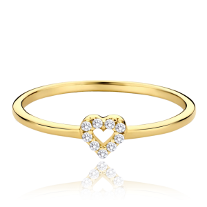 MINET Gold heart ring with white zircons Au 585/1000 size 55 - 0,80g JMG0283WGR55
