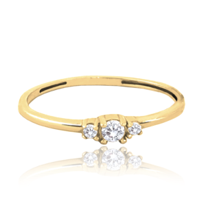 MINET Zlatý zásnubní prsten s bílými zirkony Au 585/1000 vel. 51 - 0,90g JMG0135WGR11