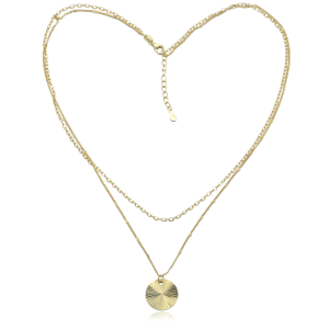 MINET Dvojitý pozlátený strieborný náhrdelník s brúseným príveskom JMAN0574GN48