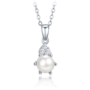 MINET Elegant Silver Necklace with Pearl and Zircon JMAS0318WN45