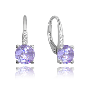 MINET Elegant silver earrings with purple zircon JMAS0150FE00