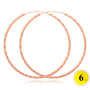 MINET Ružové zlaté brúsené strieborné náušnice CIRCLES 6 cm JMAN0392RE06