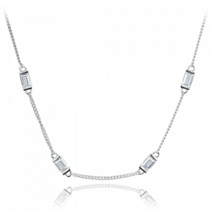 MINET Stříbrný náhrdelník s bílými zirkony Ag 925/1000 10,85g JMAS0243SN42