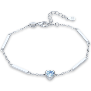 MINET Delicate silver heart bracelet with light blue zirconia JMAS0328AB16